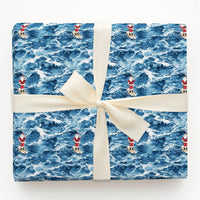 Coastal Christmas Gift Wrap, Surfing Santa Wrapping Paper, Beach Ocean Wave Holiday Present Paper, Tropical Surfer Xmas Gift Wrap