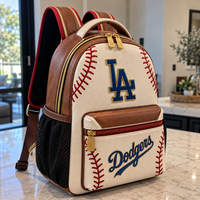 LAD Heritage - Cream and Saddle Baseball Stitch Backpack