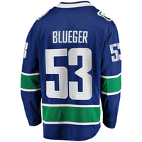Vancouver Canucks Teddy Blueger Blue Home Breakaway Jersey