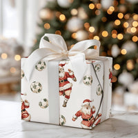 Sports Christmas Gift Wrap, Watercolor Soccer Santa Wrapping Paper, Festive Soccer Player Wrapping Paper, Football Fan Holiday Gift Wrap