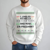 Humorous Christmas Pregnancy Announcement Crewneck, I Jingled His Bells Sweatshirt, Expecting Mom Holiday Sweater
