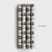 Motorcycle Christmas Gift Wrap, Biker Santa Wrapping Paper, Cool Santa Holiday Wrapping Paper, Retro Motorcyclist Xmas Gift Wrap Roll