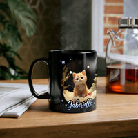 Kitten in Snowy Winter Scene Coffee Mug, Adorable Ginger Cat Christmas Mug, Comfy Holiday Ceramic Cup, Xmas Present for Cat Lovers