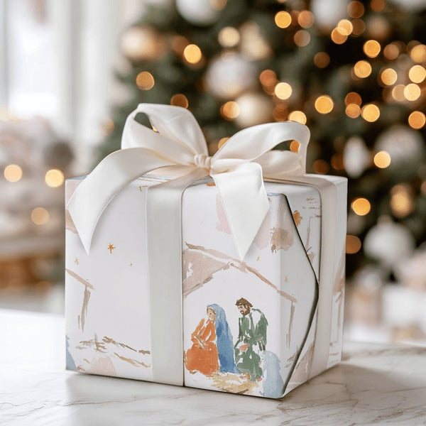 Minimalist Holy Family Gift Wrap, Watercolor Nativity Wrapping Paper, Religious Christmas Wrapping Paper, Christian Holiday G