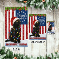 Double-Sided Holiday Yard Flag, Black Cat Christmas Garden Flag Bombay Cat Santa Hat American Flag, Cat Lover Xmas Decor Present