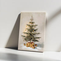 Vintage Oil Painting Style Holiday Tree Canvas Print, Christmas Tree Canvas Wall Art, Festive Winter Canvas Poster, Digital Download