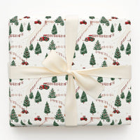 Farmhouse Holiday Gift Wrap, Red Tractor Christmas Wrapping Paper, Rustic Country Tractor Wrapping Paper, Winter Farm Present Wrap Roll