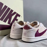 Basketball Shoes, White Burgundy Colorway, Reverse Hook Design, Lace Up Design, Casual Gift for Shoe Lovers