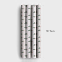 Minimalist Pine Holiday Gift Wrap, Potted Christmas Tree Wrapping Paper, Pink Pot Tree Wrapping Paper, Modern Festive Gift Wrap Roll