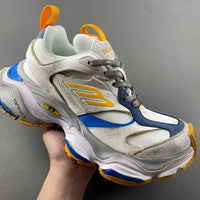 Low Top Sneakers, Blue Yellow Gray Colorway, Lace Up Design, Casual Gift for Sneaker Fans
