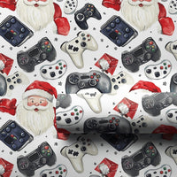 Video Game Holiday Gift Wrap, Santa and Controller Wrapping Paper, Adorable Santa Head Christmas Wrapping Paper, Gamer Gift Wrap Paper