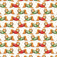 Running Dog Sweater Christmas Gift Wrap, Watercolor Shiba Inu Wrapping Paper, Puppy Holiday Wrapping Paper, Adorable Dog Lover Xmas Gift Wrap