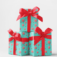 Red and White Christmas Swirl Gift Wrap, Peppermint Candy Wrapping Paper, Festive Holiday Present Paper Roll for Xmas Present Decor