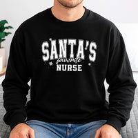 Retro Snowflake Christmas Nurse Sweater, Santa's Favorite Nurse Sweatshirt, Humorous RN Holiday Crewneck, Healthcare Worker Xmas Sweatshirt