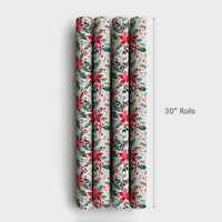 Holly Berry Christmas Gift Wrap, Watercolor Poinsettia Wrapping Paper, Botanical Holiday Wrapping Paper, Festive Floral Gift Wrap Roll