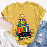 Book Lover Holiday Graphic Tee, Merry Bookmas Christmas T-Shirt, Winter Snowflakes Reading Shirt, Comfy Bookish Xmas Tee, Reader Present for Her