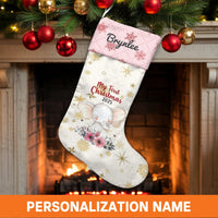 My First Christmas Stocking 2025, Personalized Baby Elephant Christmas Stocking, Baby Girl Floral Holiday Stocking, Custom Keepsake Present