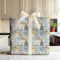 Snowy Christmas Cottage Gift Wrap, Winter Village Wrapping Paper, Comfy Holiday Town Wrapping Paper, Nostalgic Winter Present Present Packaging
