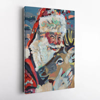 Abstract Holiday Santa Canvas, Santa Claus Reindeer Canvas Wall Art, Festive Christmas Reindeer Canvas Print, Winter Holiday Wall Decor