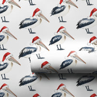 Coastal Holiday Bird Gift Wrap, Santa Pelican Christmas Wrapping Paper, Beachy Wildlife Wrapping Paper, Nautical Xmas Gift Wrap Roll