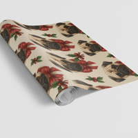 Santa Hat Holiday Dog Gift Wrap, Pug Christmas Wrapping Paper, Adorable Pug Puppy Present Wrap Roll, Humorous Pet Lover Xmas Wrapping Paper
