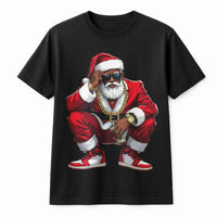 Hip Hop Christmas Graphic Tee, Black Santa T-Shirt, African American Santa Claus Shirt, Retro Urban Holiday Graphic T-Shirt Present for Him