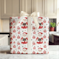 Camera Christmas Gift Wrap, Photographer Santa Wrapping Paper, Watercolor Santa Photography Wrapping Paper, Holiday Camera Gift Wrap