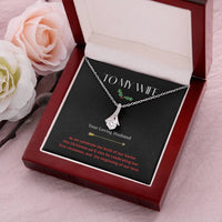 14k White Gold CZ Ribbon Pendant Necklace, To My Wife Christmas Necklace, Holiday Wife Necklace, Romantic Christmas Present for Her