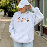 Adorable Festive Farm Animal Hooded Sweatshirt, Christmas Pig Hoodie, Merry Pigmas Graphic Pullover, Humorous Winter Animal Hoodie, Holiday Present
