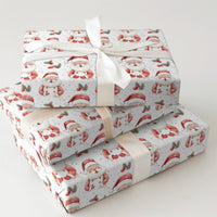 Watercolor Santa Claus Gift Wrap Roll, Apron Santa Christmas Wrapping Paper, Holiday Baker Present Paper, Cooking Theme Gift Wrap