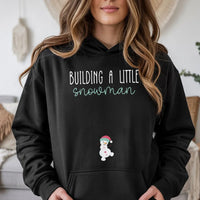Christmas Pregnancy Reveal Sweatshirt, Building a Little Snowman Hoodie, Winter Baby Announcement Pullover, Adorable Mom to Be Holiday Hoodie