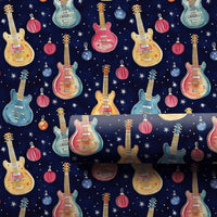 Electric Guitar Holiday Gift Wrap, Christmas Guitar Wrapping Paper, Rock Musician Present Wrap, Starry Music Present Paper, Xmas Gift Wrap