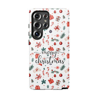 Candy Canes Holiday Holly Pattern Phone Case, Merry Christmas Samsung Galaxy Case, Festive Xmas Presents Tough Cover, Winter Holiday Present