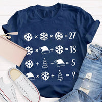 Snowflake Santa Hat Tree Shirt, Math Teacher Christmas T-Shirt, Humorous Math Holiday Tee, Teacher Christmas Present