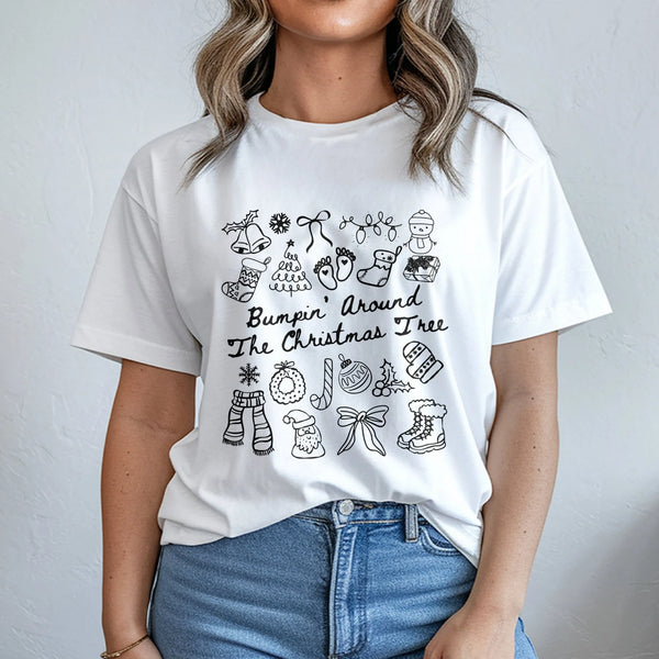 Pregnancy Announcement Shirt, Bumpin' Around the Christmas Tree T-Shirt, Adorable Maternity Christmas Tee, Holiday Baby Revea