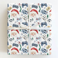 Video Game Controller Gift Wrap, Gamer Santa Christmas Wrapping Paper, Retro Gamer Wrapping Paper, Kids Gaming Holiday Gift Wrap Roll
