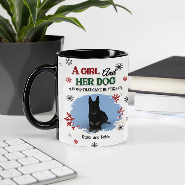 Custom Girl and Her Dog Ceramic Mug, Personalized Dog Lover Coffee Mug, Pet Loss Memorial Mug, Dog Mom Christmas Cup Present