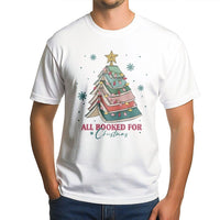 Library Book Tree Graphic Tee, All Booked for Christmas T-Shirt, Adorable Bookworm Christmas Shirt, Librarian Holiday Tee, Reading Lover Present