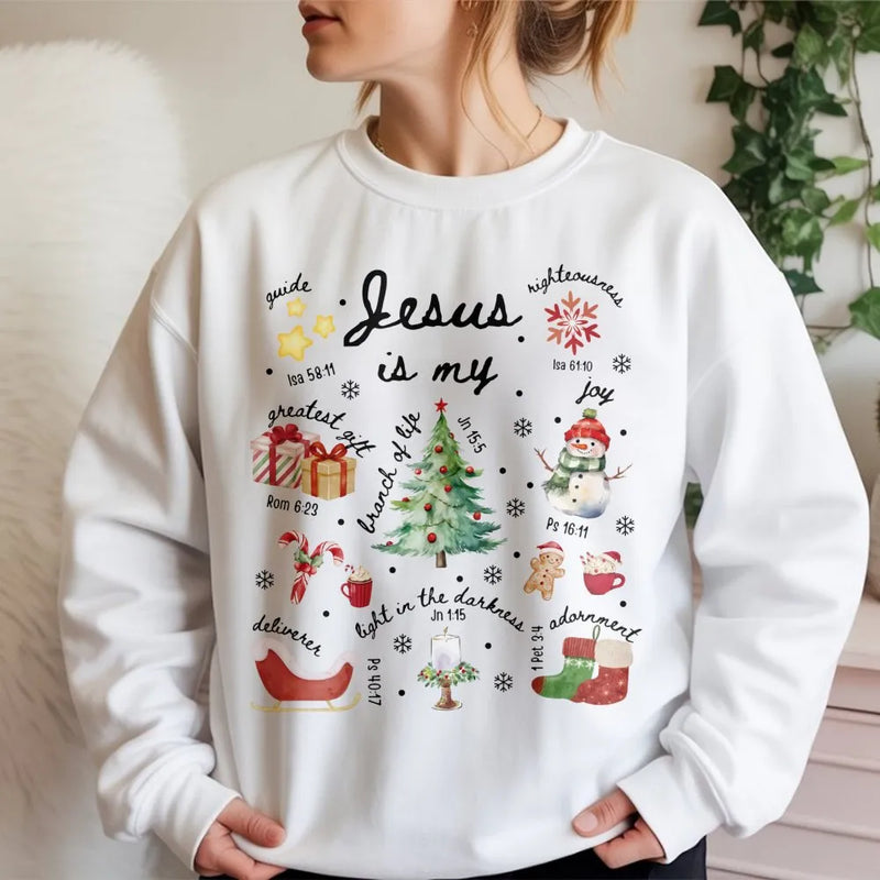 Religious Scripture Winter Crewneck, Jesus Is My Greatest Present Christmas Sweatshirt, Christian Bible Verse Holiday Pullover Sweater