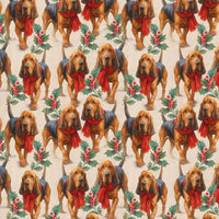 Holly Scarf Dog Holiday Gift Wrap, Bloodhound Christmas Wrapping Paper, Festive Puppy Present Paper, Dog Lover Xmas Gift Wrapping Paper