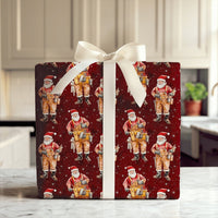 Carpenter Christmas Gift Wrap, Handyman Santa Wrapping Paper, Tool Belt Contractor Holiday Wrapping Paper, DIY Lover Xmas Gift Wrap Roll