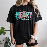 Pastel Christmas Tree Graphic Shirt, Merry Christmas T-Shirt, Aesthetic Christmas Tee, Adorable Winter Holiday Party T-Shirt, Present for Teens