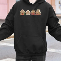 Adorable Holiday Village Hoodie, Gingerbread House Christmas Hoodie, Festive Gingerbread Winter Hoodie, Comfy Xmas Pullover Sweatshirt Present