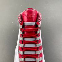 Retro High Top Sneakers, White Red Gray Colorway, Lace Up Design, Casual Gift for Sneaker Fans