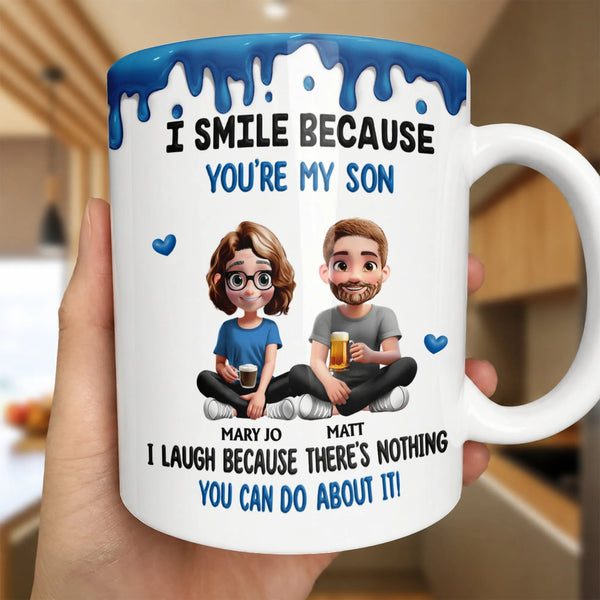 Custom Mom Son Cartoon Coffee Mug, Humorous Mother and Son Ceramic Mug, Son Birthday Coffee Cup, Christmas Present for Son fr