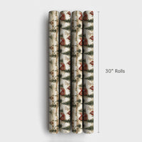 Rustic Winter Village Gift Wrap, Snowy Red Cabin Christmas Wrapping Paper, Vintage Cottage Wrapping Paper, Holiday Present Gift Wrap Roll