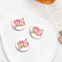 Groovy Santa Hat Smiley Face Pin, Holly Jolly Christmas Pin Button, Retro Holiday Season Badge, Merry Christmas Button, Adorable Xmas Present