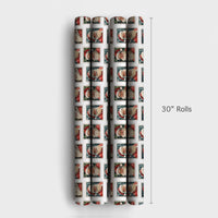 Retro Santa Claus Portrait Gift Wrap, Vintage Santa Stamp Wrapping Paper, Classic Christmas Stamp Wrapping Paper, Holiday Gift Wrap Roll