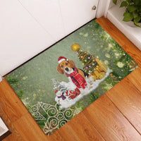 Merry Christmas Dog Snow Tree Welcome Mat, Beagle Christmas Doormat, Holiday Entryway Doormat, Non-Slip Indoor Outdoor Dog Lover Present