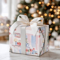 Comfy Watercolor Holiday Gift Wrap, Christmas Living Room Wrapping Paper, Festive Xmas Home Gift Wrapping Paper, Winter Tree Present Wrap